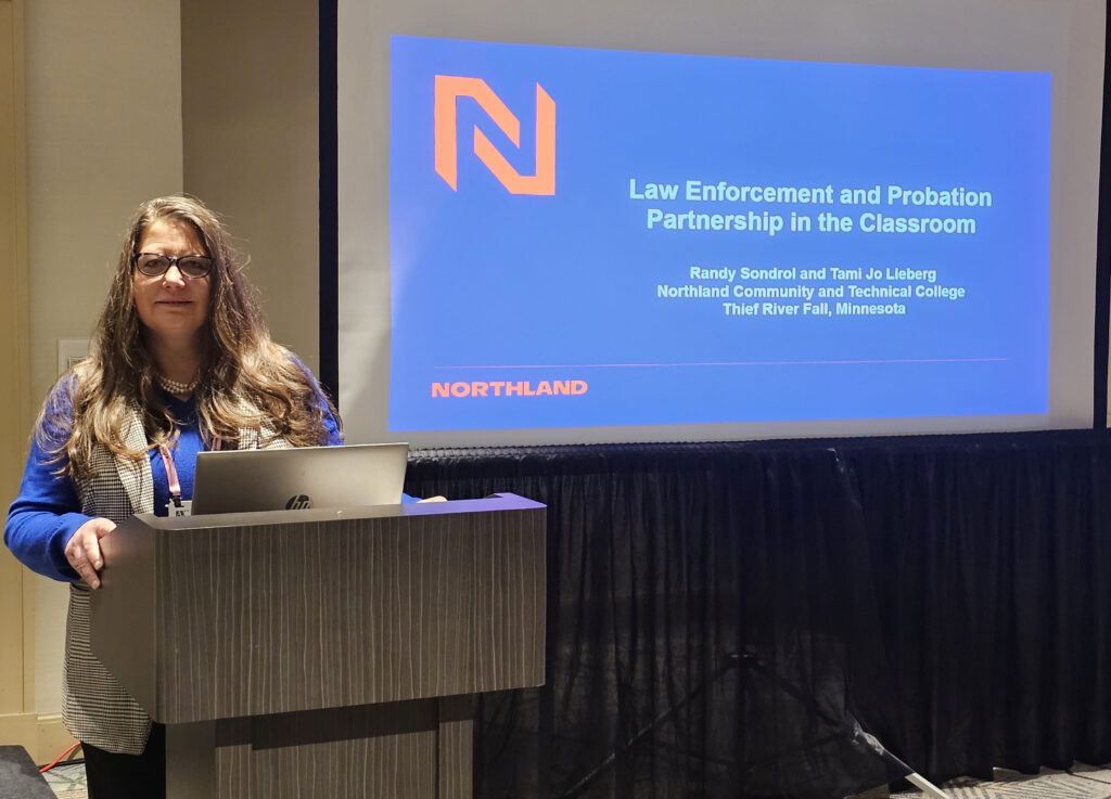 Dr. Lieberg speaking at Northland Community and Technical College