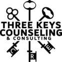 Three Keys Counseling and Consulting Logo with text and three antique keys